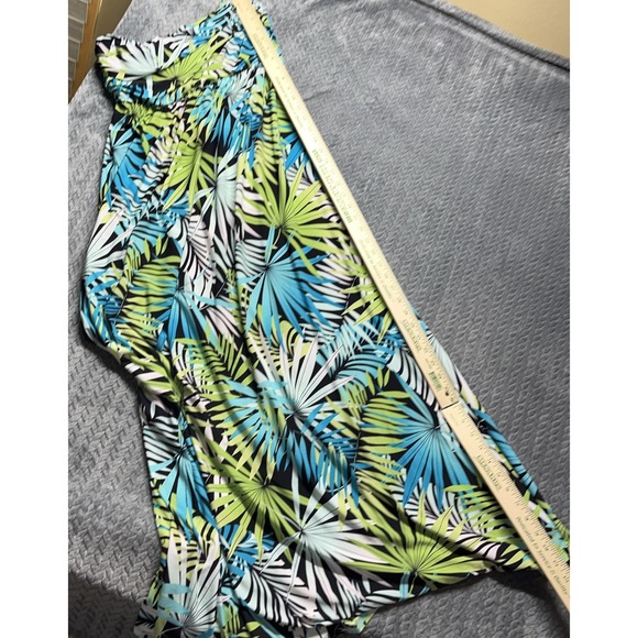 Vtg Iolani Hawaiian Dress Women M Tropical Strapless Maxi Black Aqua USA Stretch - Picture 7 of 7